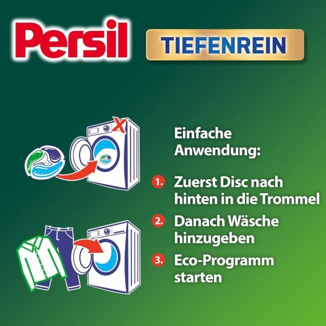 Persil Deep Clean 4-in-1-Discs (4 x 76 Waschgänge), Universalwaschmittel mit Tiefenreinigungstechnologie, Vollwaschmittel für strahlend saubere Wäsche und hygienische Frische in der Maschine